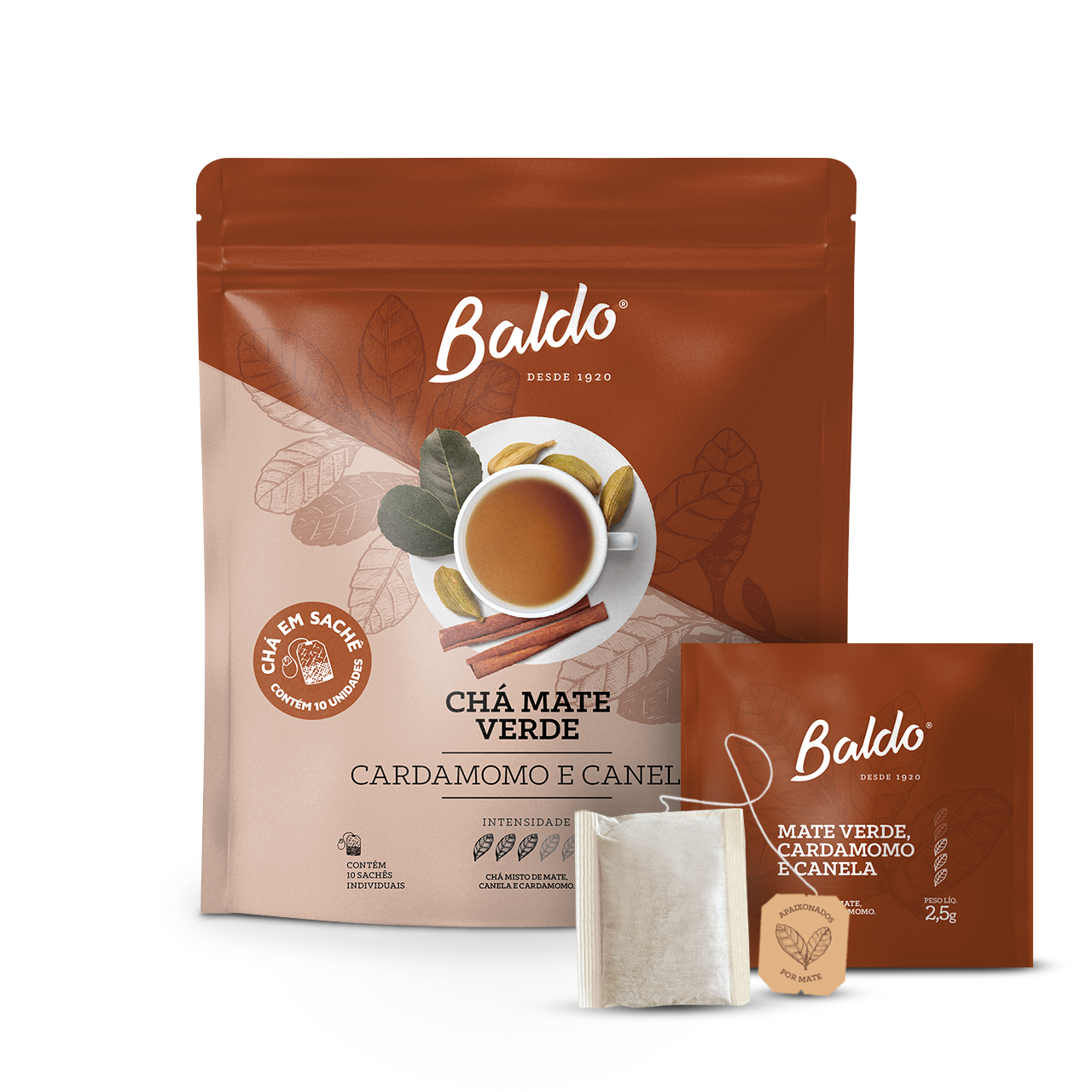CHÁ MATE VERDE CARDAMOMO E CANELA 10x2,5g